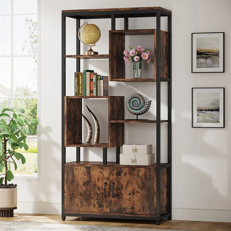 Steel and wood structure bookcase shelf shelf display cabinet storage