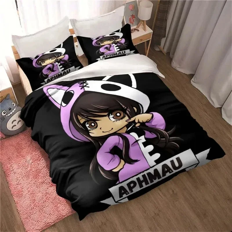 APHMAU Bedding Set Duvet Cover Set Single Double King Size Kawaii Cartoon Aphmau Adult boys Bedroom Duvet Cover and Pillow Case