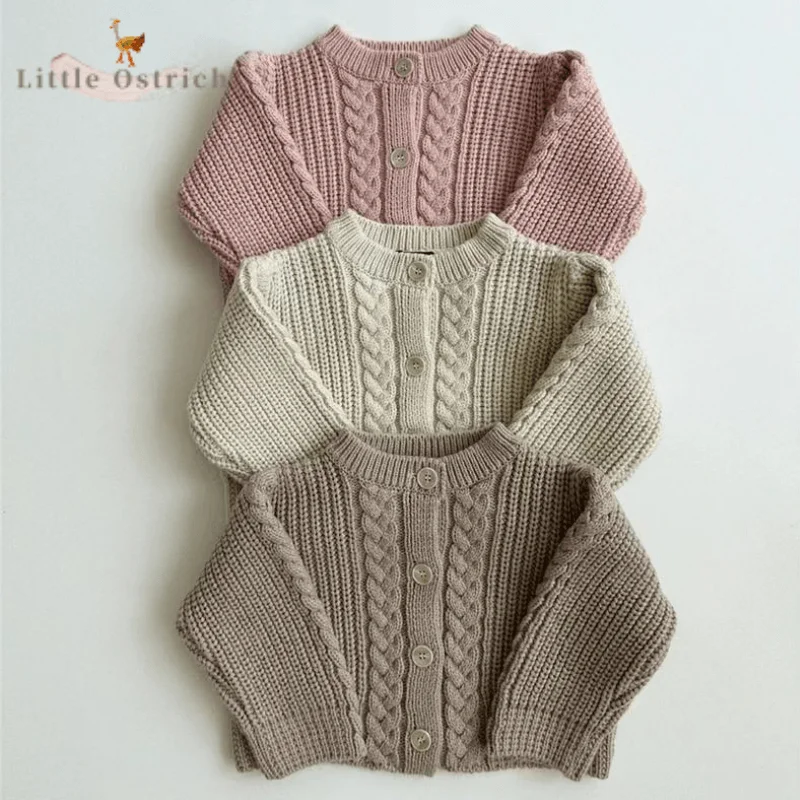 

Newborn Baby Girl Boy Cotton Knitted Jacket Infant Toddler Child Long Sleeve Sweater Solid Color Cardigan Baby Clothes 9M-2Y