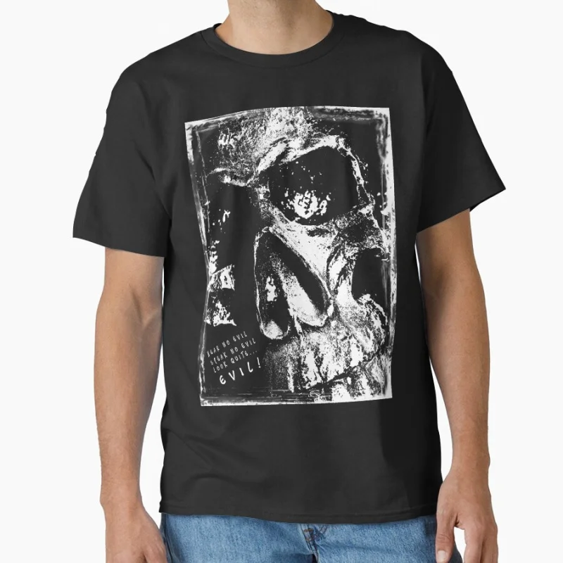 

Evil(white) horror death gothic skull Cool punk pattern scary halloween gift T-shirt for men Large size Tops S-6xl