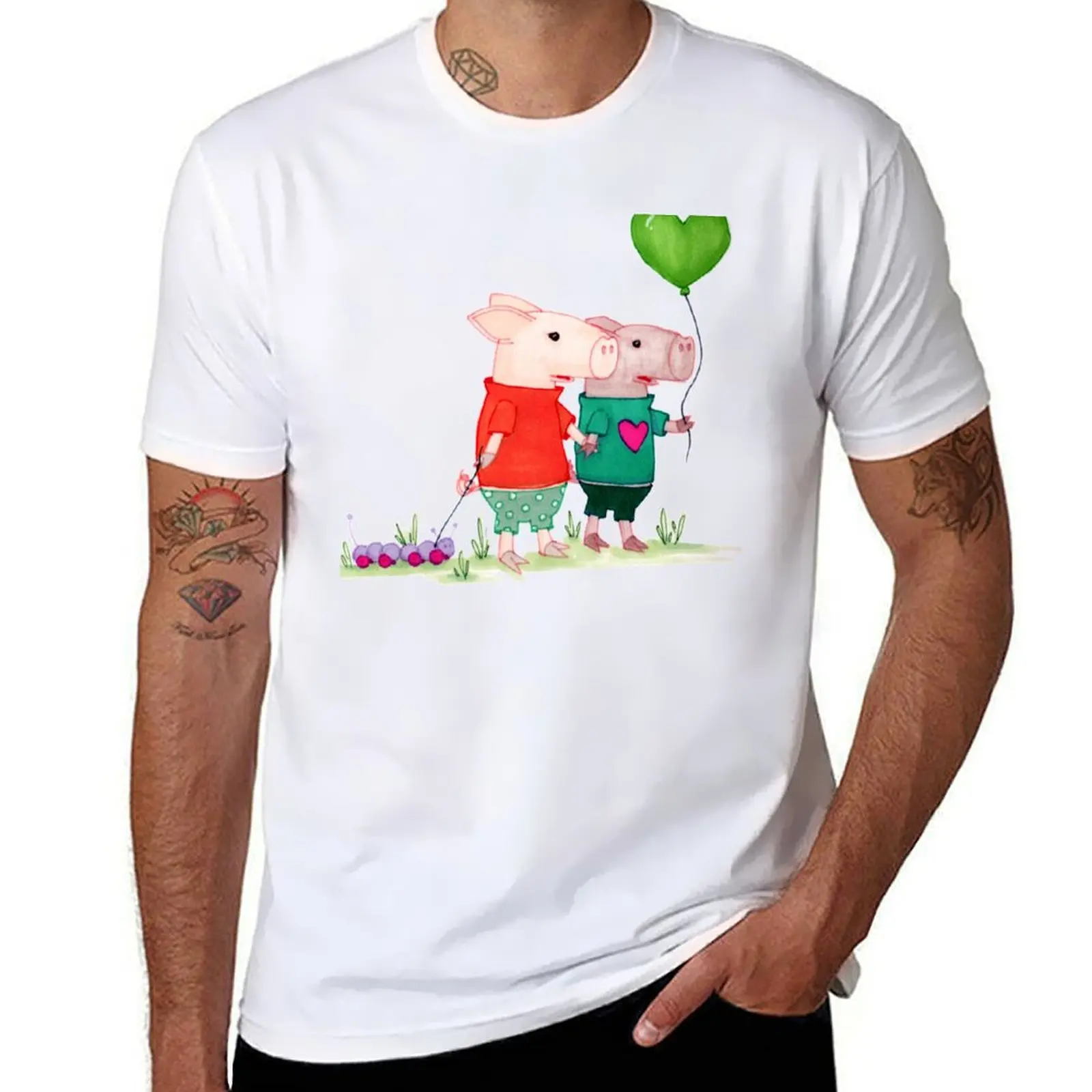 

The little pigs with the ball T-Shirt cotton tshirt 100% man t shirt heavy cotton T-Shirt
