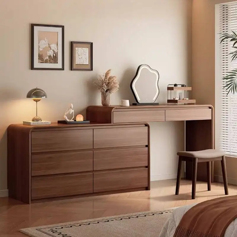

Shelves Simple Vanity Desk Storage Space Wooden Adult Drawers Dressing Table Makeup Corner Coiffeuse De Chambre Furnitures