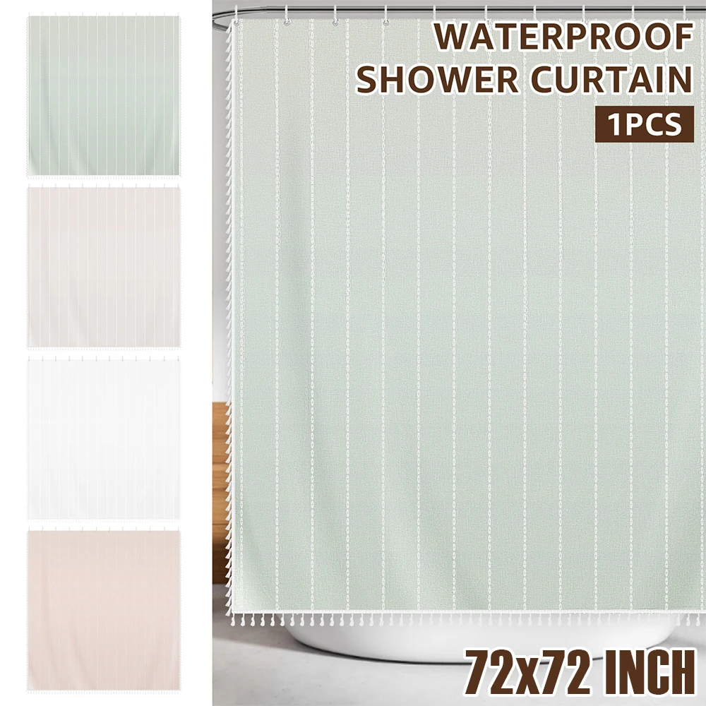 

Linen Shower Curtain 72x72 Inch Waterproof and Quick Drying Shower Curtain with Hook Bohemian Style Door Curtain Bathroom Decor