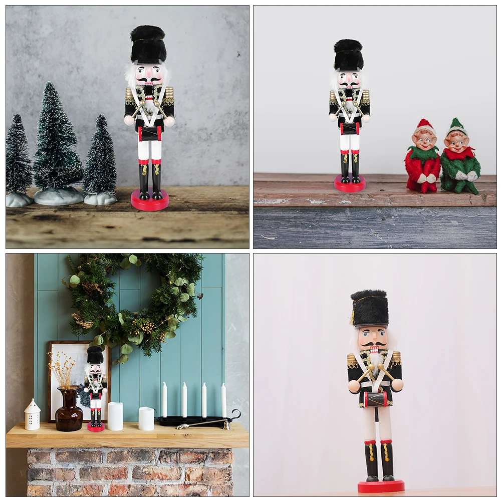 

1 pc Soldier Adorn Xmas Nutcracker Wooden Decorative Puppet Crafts Portable Desktop Ornament Wooden Walnut Soldier Gift