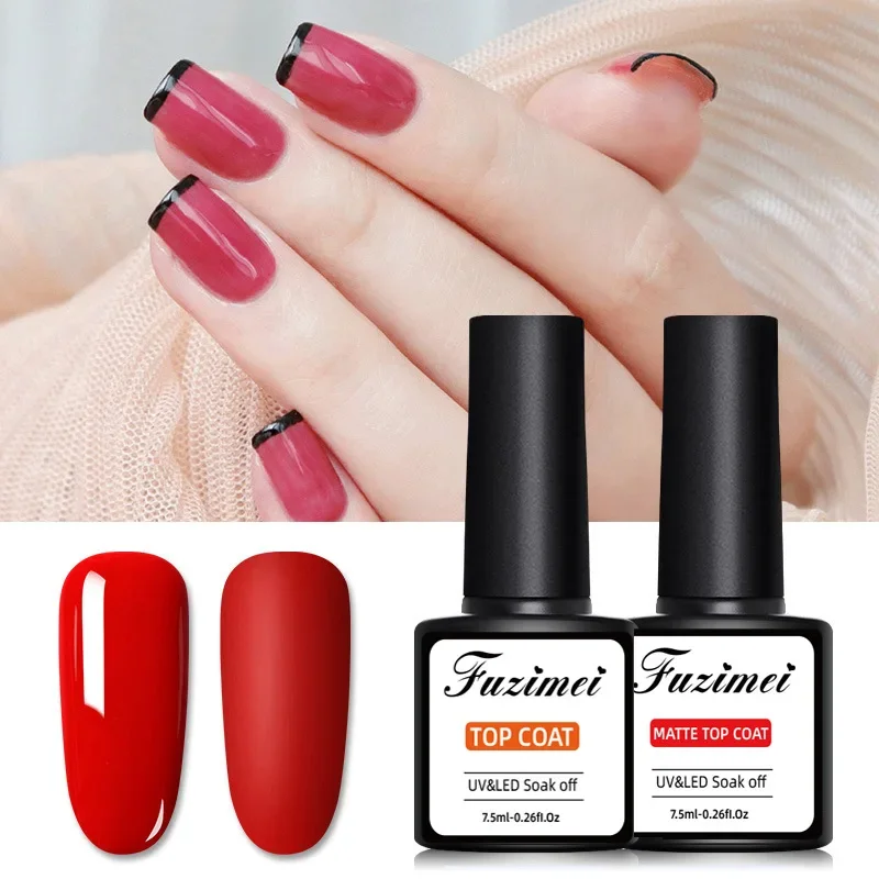 Matte Top Coat Semi-Permanent Professional Gel Base Coat Uv Led Nails Varnish 7.5ML Transparent Shiny Glossy Top Coat Manicure