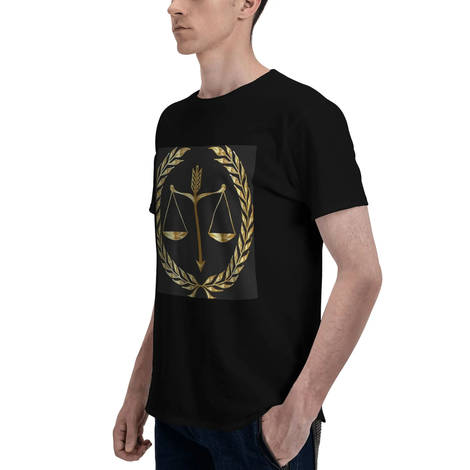 

Золотая чешуя правосудия Логотип Юрист Юридическая вечеринка Футболка из 100% хлопка Мужские классические футболки Мужские футболки с круглым вырезом и коротким рукавом S-6XL