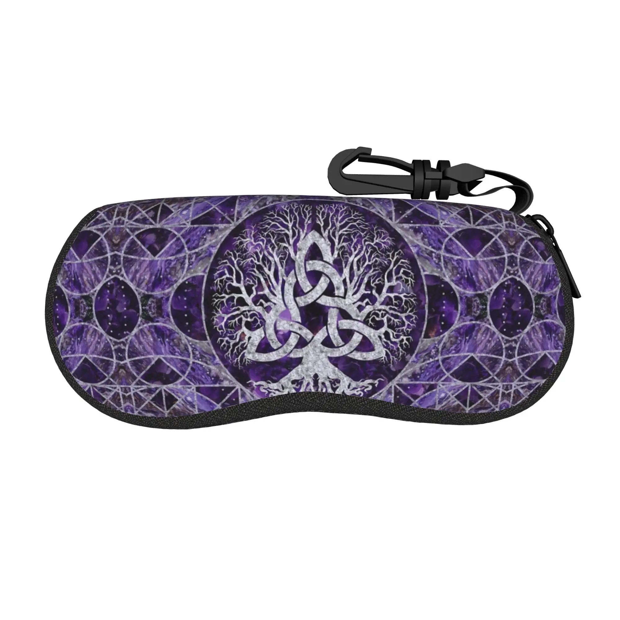 Tree Of Life with Triquetra Amethyst Glasses Case Unisex Anti-Fall Accessories Sunglasses Storage Box Gift Eye Contacts Case