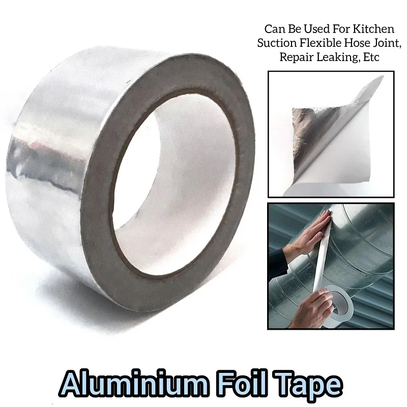 HVAC Metal Repair Alumimum Foil Tape High Temperature Heavy Duty Silver Tape For Smoke Exhaust Pipe Kitchen Suction Hose