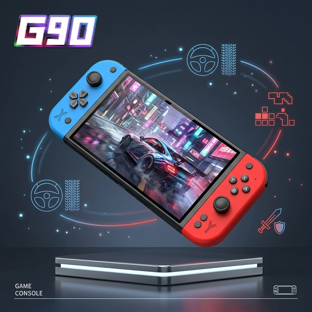 

High Performance G90 Retro Arcade Handheld Game Player Ultra Clear Large Screen Mass Built-in Classic Games Durable Battery Port