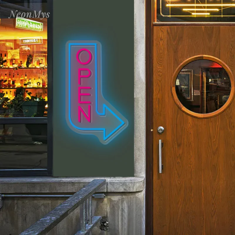 Open Neon Sign Door Opening LED Neon Light Sign Wall Decor for Business Restaurant Bar Shop Brightness Adjustment Light Lamp