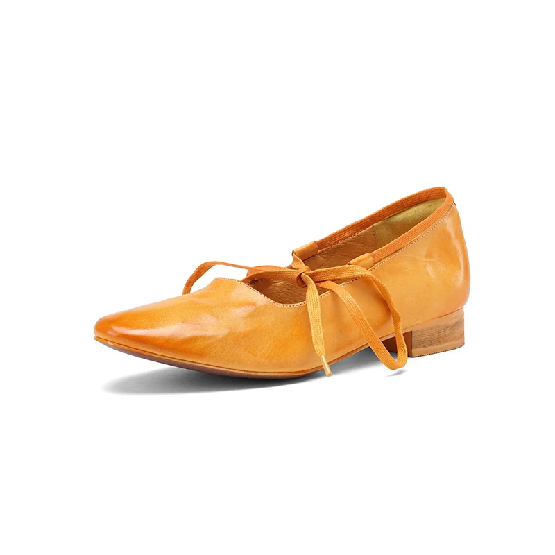 امرأة ماري جين ربيع الخريف النمط الفرنسي أحذية بسيطة اليدوية جلد الحصان أنيقة الدانتيل متابعة أحذية السيدات جلد طبيعي #2