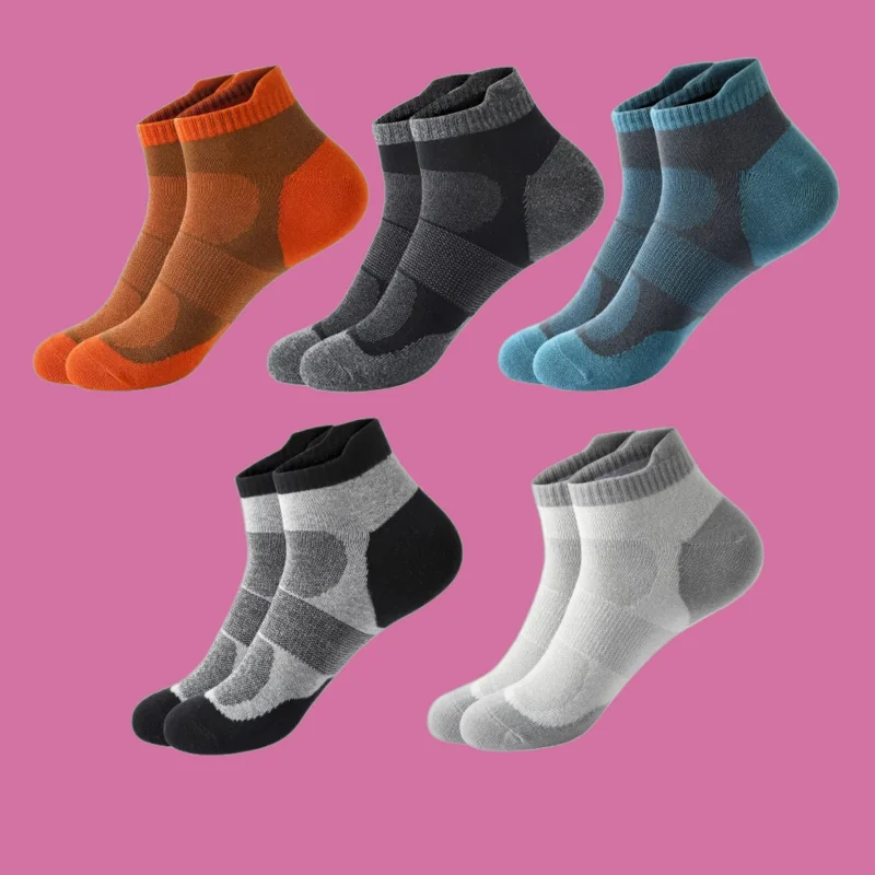 5 Pairs Ankle Thick Knit Sports Socks Breathable Quick Dry Wear resistant Short Running New Spring High Quality Socks Mens Socks