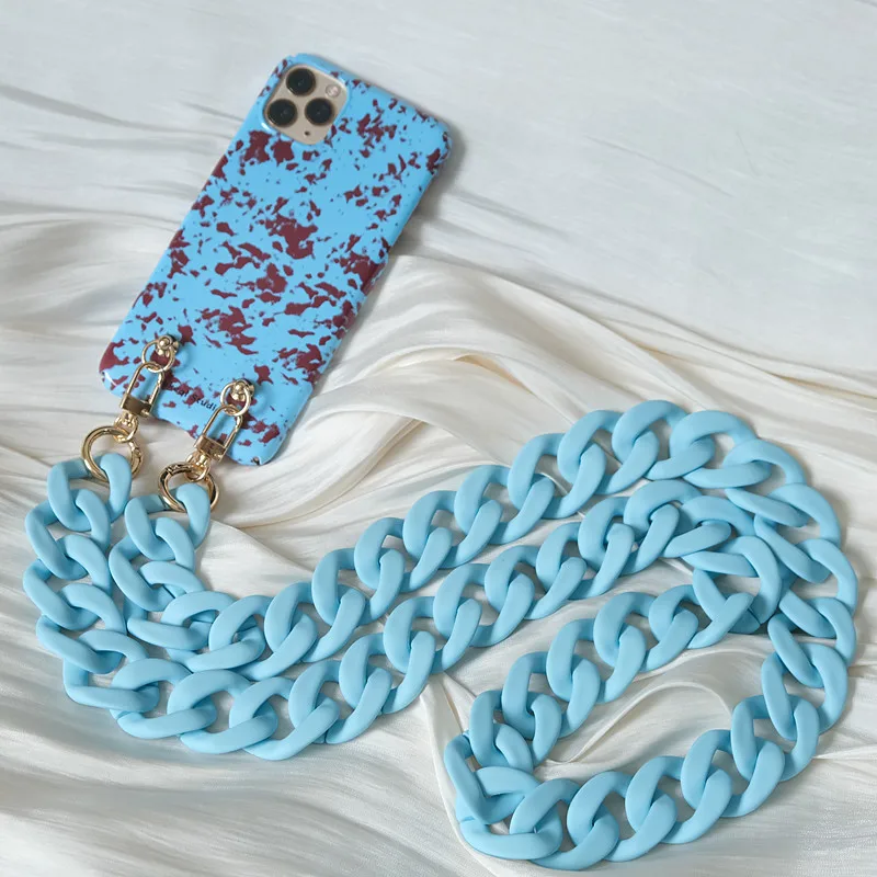 New Phone Accessory Detachable Parts Acrylic Matte Candy Neck Chain Crossbody Pendant Cellphone Strap Phone Case Hanging Chains