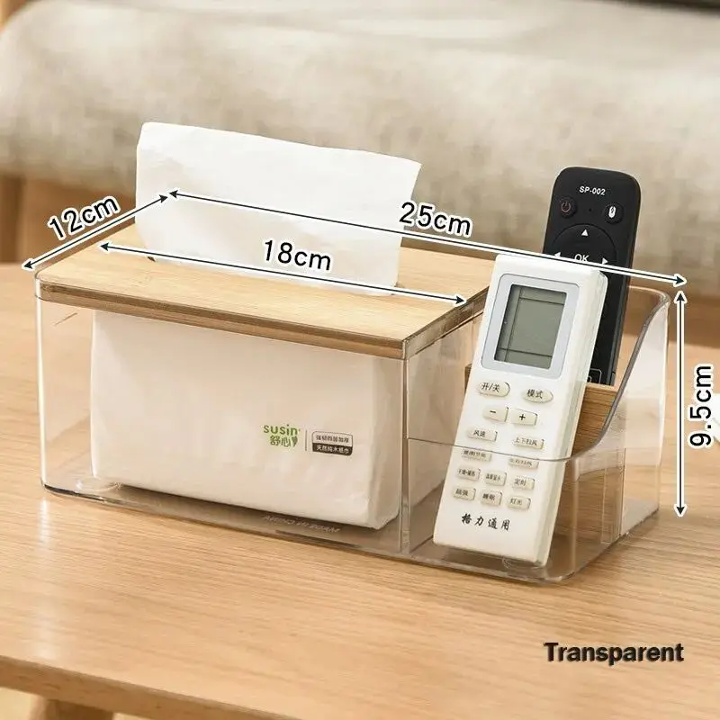 Multi-functional Remote Control Tissue Storage Box Home Living Room Dining Room Desktop Decoration Wooden Cover Tissue Box