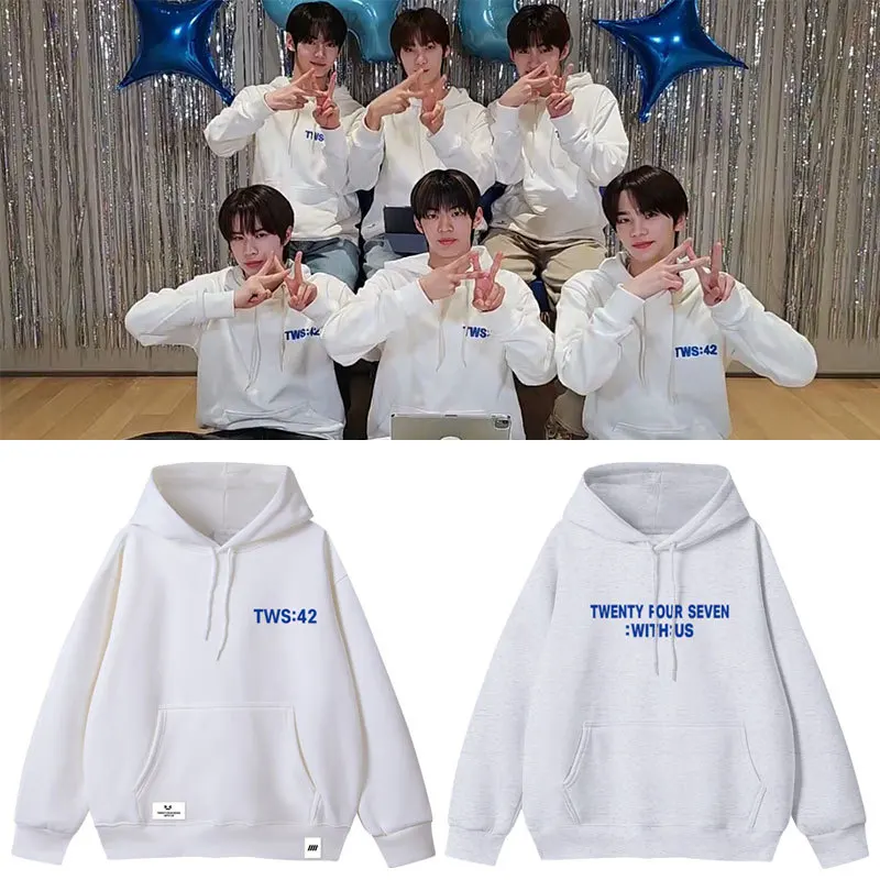 

TWS2024 Debut Anniversary Fce Lined Loose Fit Printed Thin Hoodie Sweatirt Autumn Winter Women's Fashion Streetwear