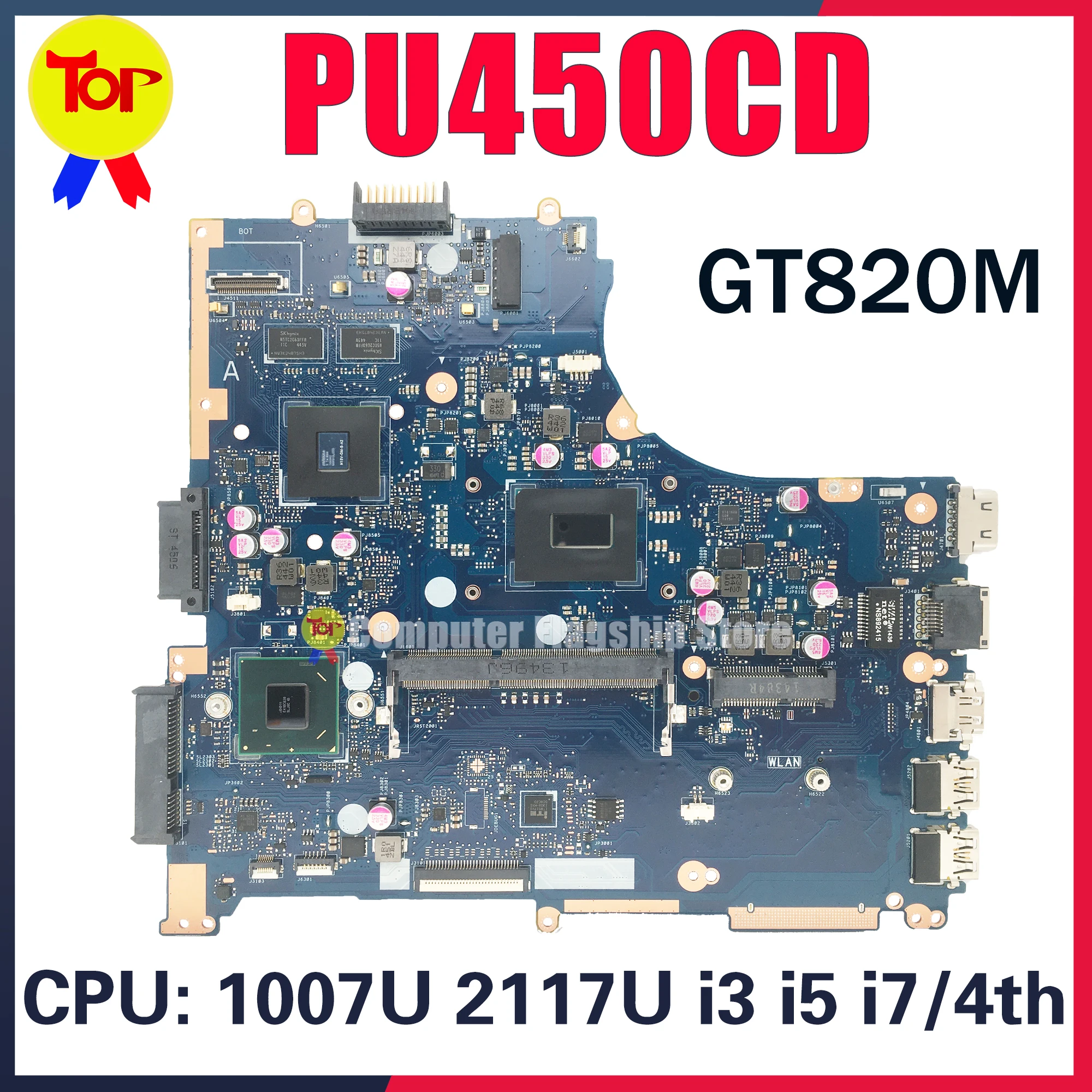 

Материнская плата PU450CD для ноутбука ASUS PRO ESSENTIAL PU450C PRO450C PRO450CD 1007U 2117U I3 I5 I7 GT820M