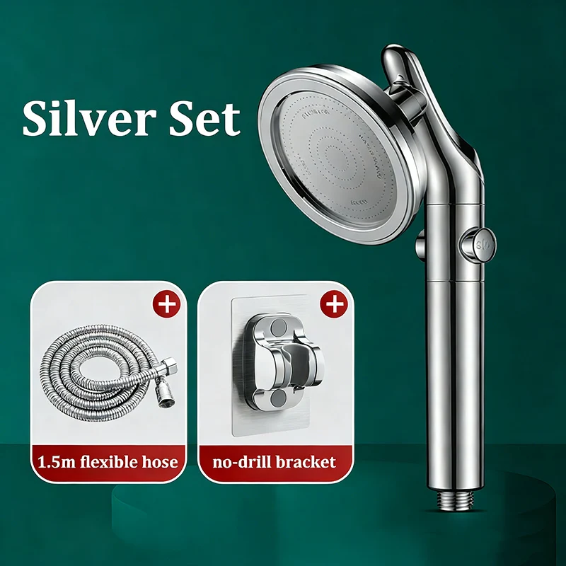 Adjustable Handheld Overhead Spray Dual-use Shower Head Rotatable Elbow Shower Head Set Booster Large Water Output