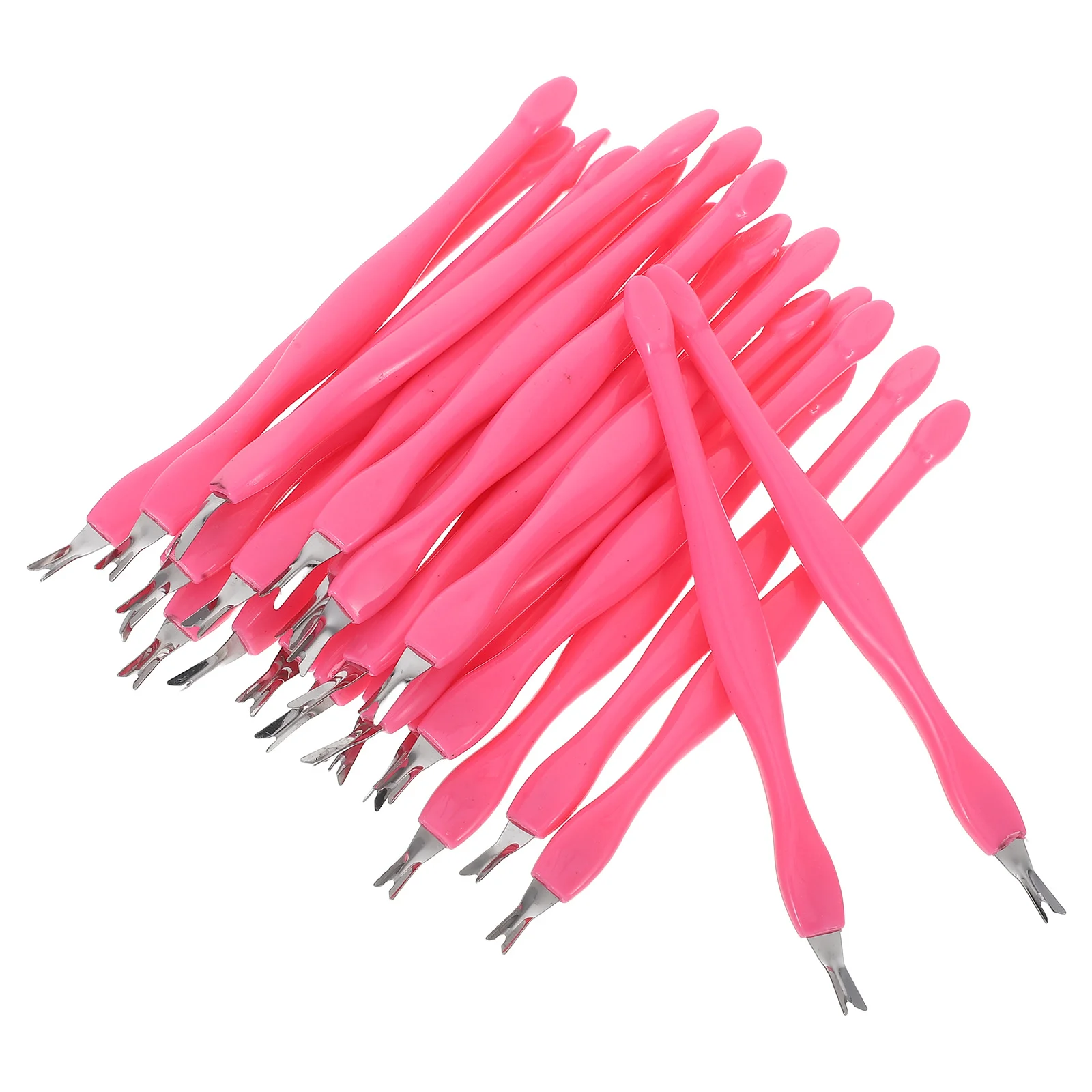 Poussoir à cuticules en métal en forme de V, fourchette dissolvant pour le soin des cuticules, Kit d'outils de manucure professionnel à usage domestique, 24 pièces