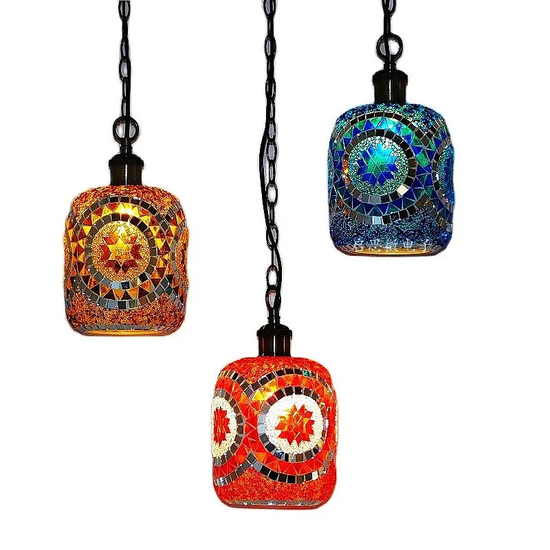 Turkish Mosaic Pendant Lamp Vintage Art Deco Handcrafted Lampe De Mesa Glass Romantic Light Lamparas Colgantes Para Techo