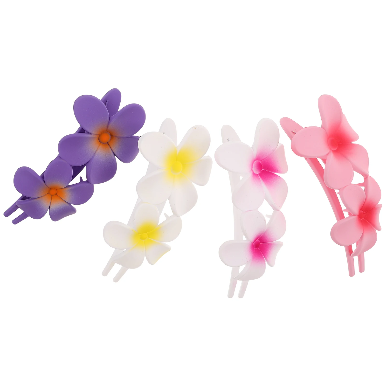 

4 Pcs Frangipani Flower Hair Clips Barrettes Women Hairstyle Accessories Versatile Usage Sturdy Plastic Easy