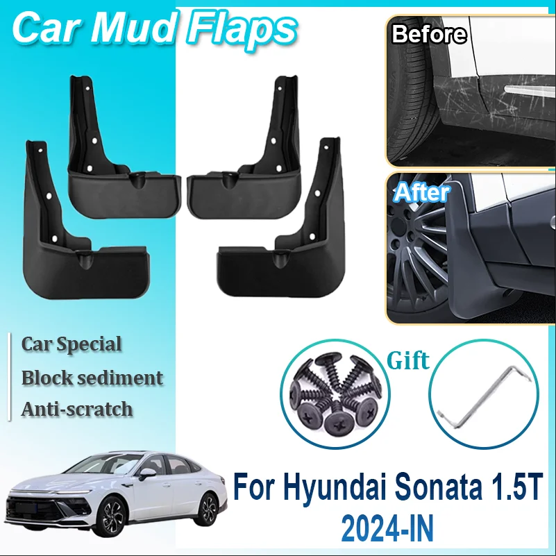 

Accessories For Hyundai Sonata 1.5T 2024-IN 4PCS Car Mud Flaps Front Rear Fender Wheel Cover Guard Mudguards Anti-splash