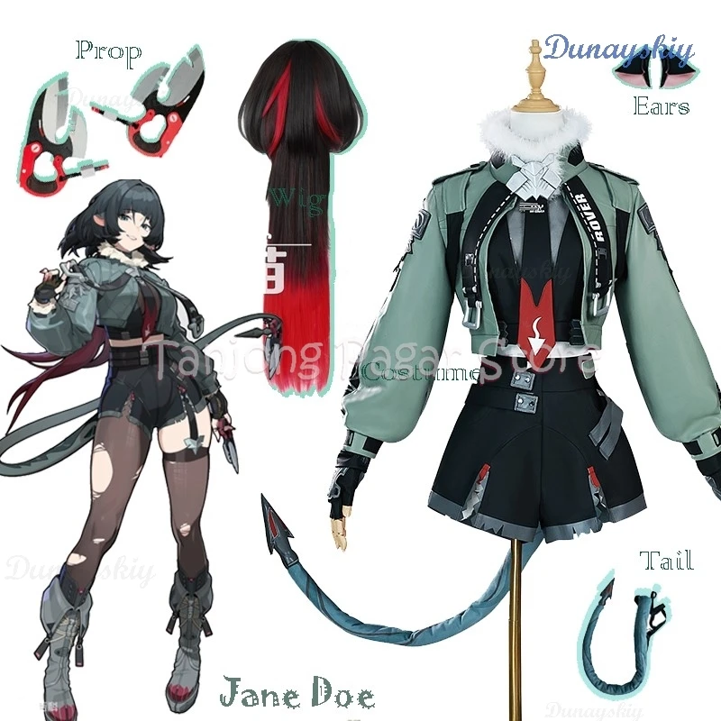 Costume de cosplay Zenless Zone ontariGasoline Doe pour femme, ensemble de perruques, jeu d'oreille de queue, uniforme de fête Anime, jeu de rôle d'Halloween, vêtements sexy