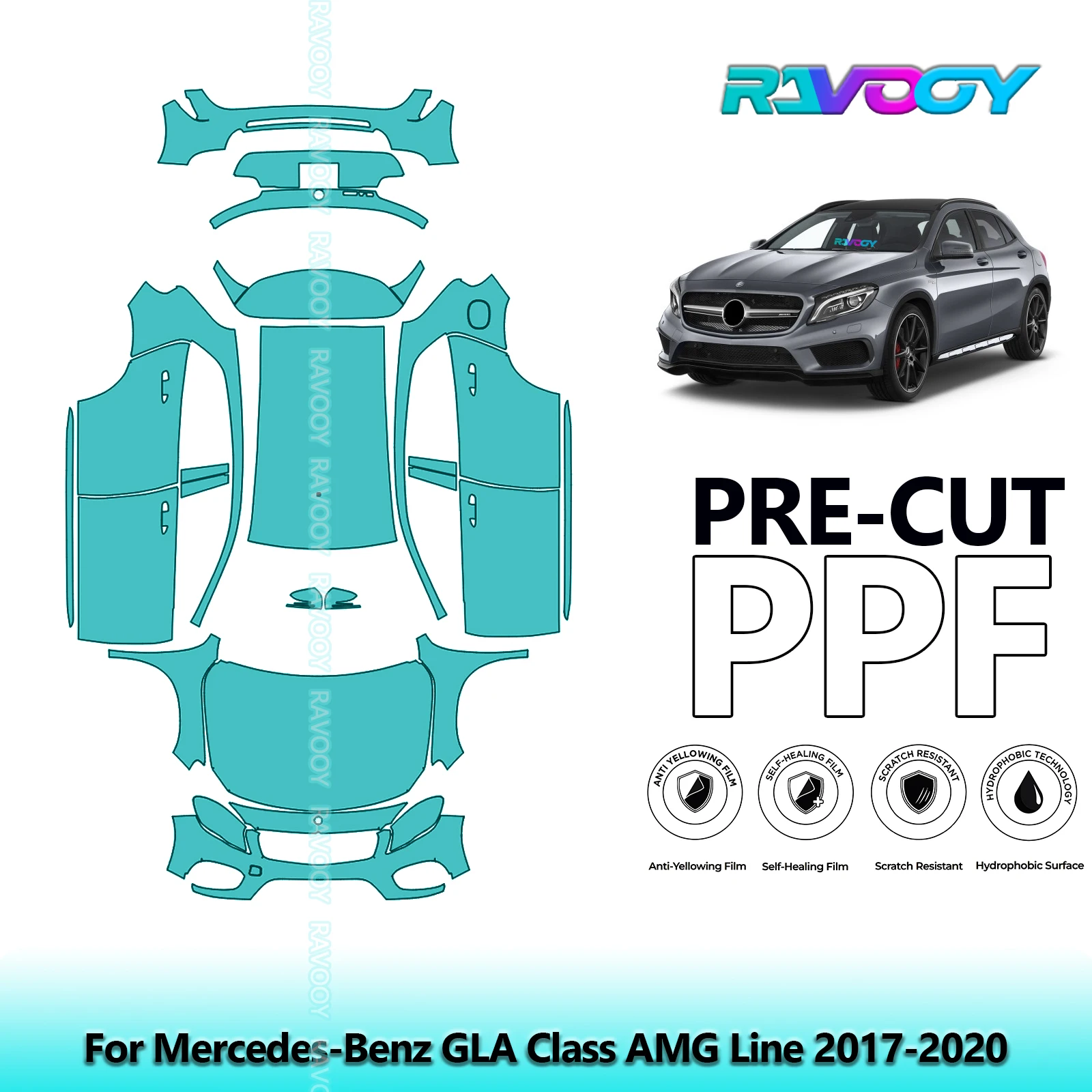 

Full Vehicle Clear Bra Precut PPF Paint Protection Film For Mercedes-Benz GLA Class AMG Line 2017-2020