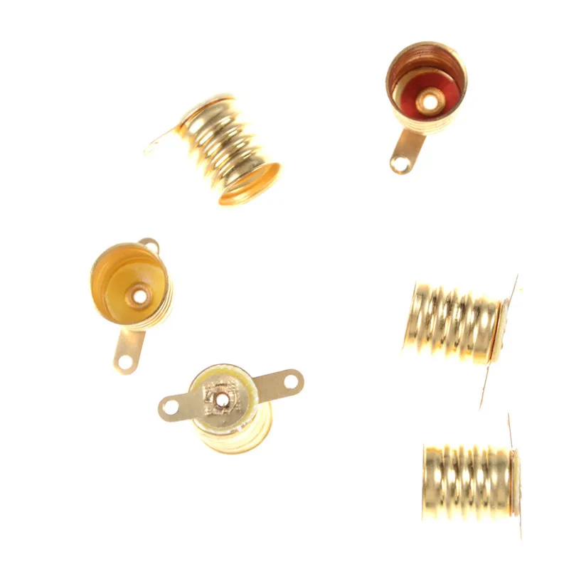 5pcs/set E10 Straight Copper Light Bulb Screw Base PCB Socket Lamp Holder