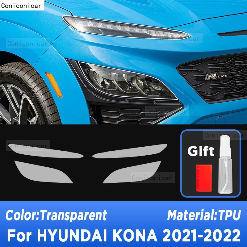 

Protective Film TPU Stickers For HYUNDAI KONA 2021 2022 Car Headlight Transparent Black Anti-Scratch Accessories PPF Beautify