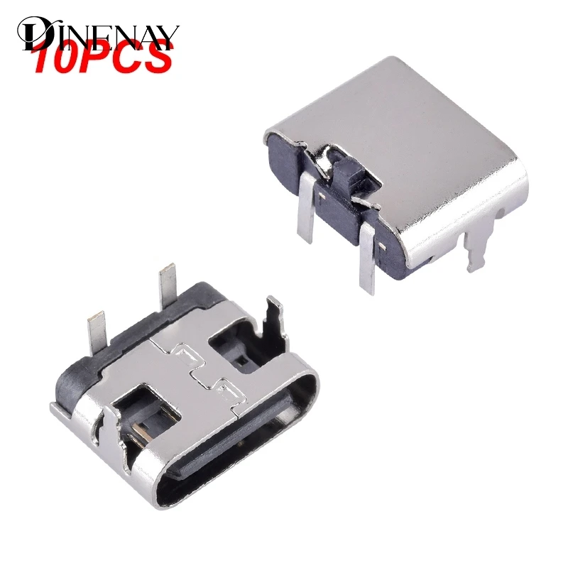 10Pcs 2 Pin Micro USB Type C Connector Socket USB 3.1 Type-C Female Power Jack Dock For Mobile Phone Charging Port