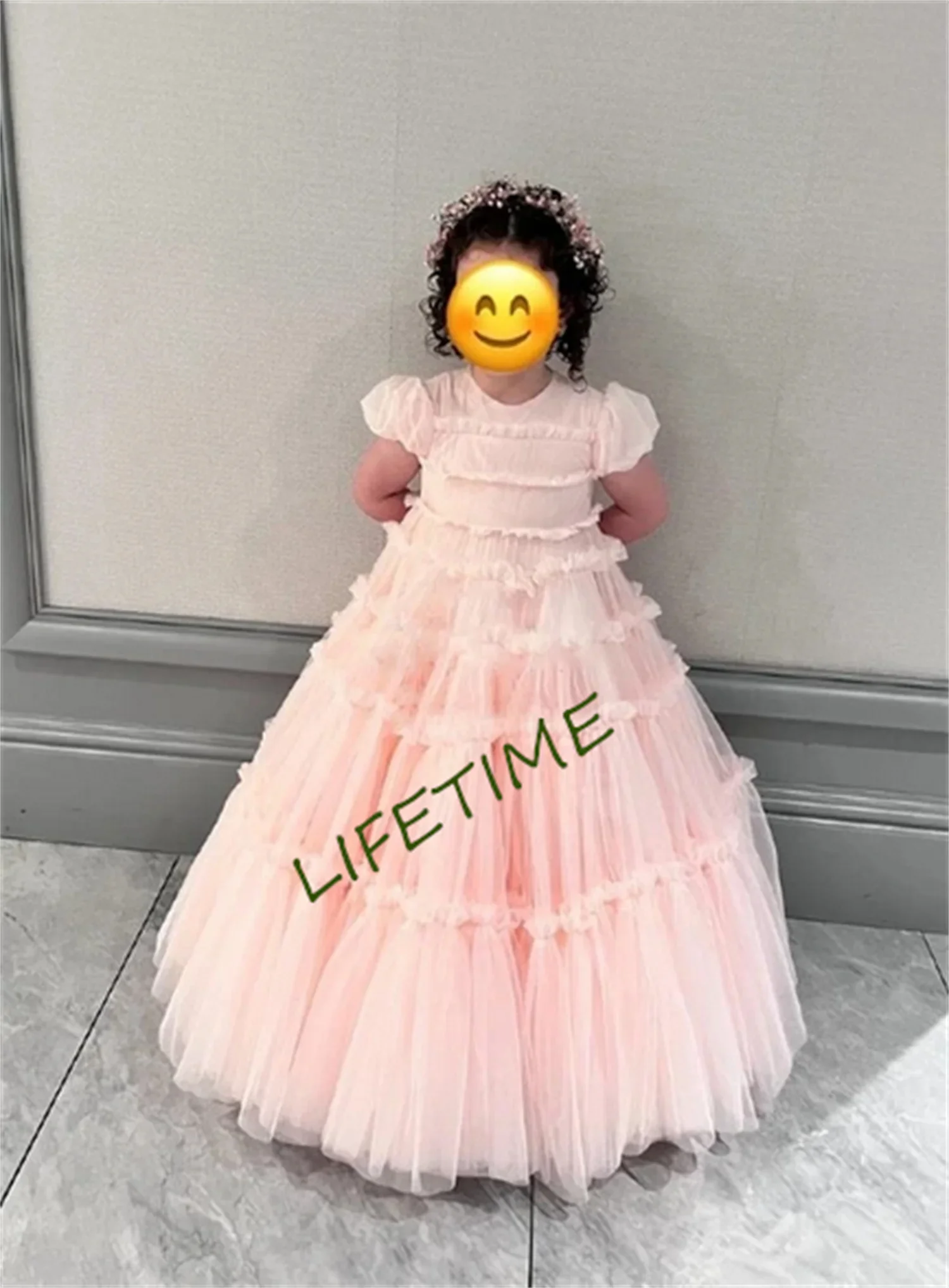 

Puffy Girl Gown Flower Girl Dress Tulle Pink Wedding Party Dresses Cute Baby Girl Dress Princess Dress Little Bridal