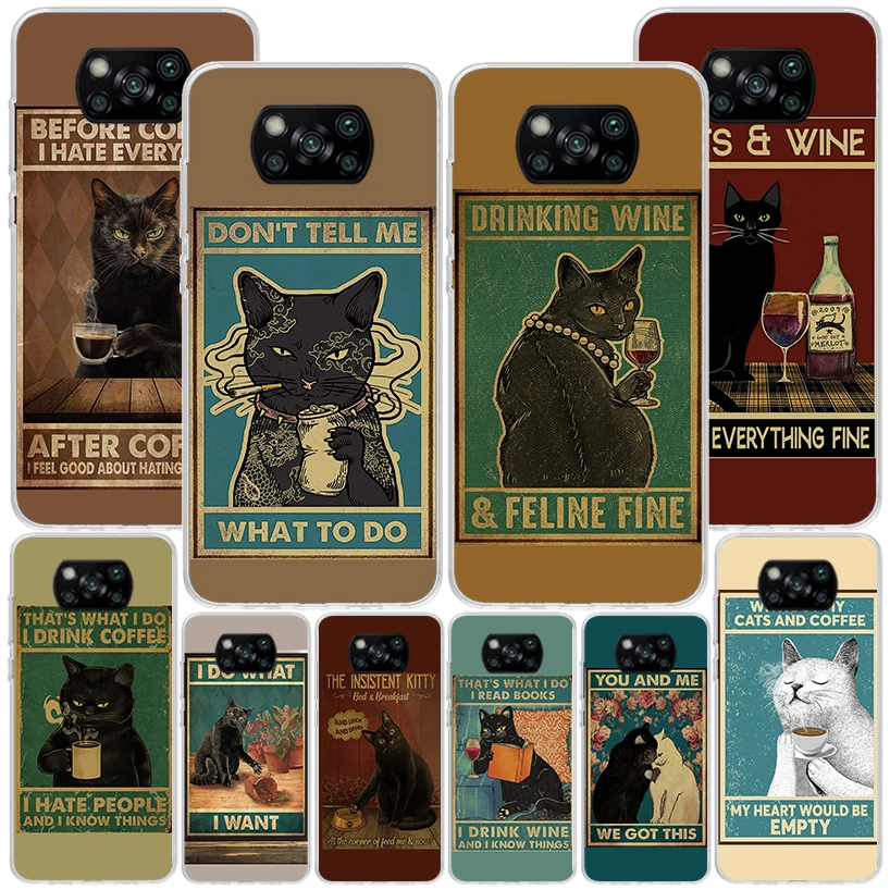 Funny Cat Poster Daily Life Phone Case For Xiaomi Poco X6 X5 X4 X3 Nfc F6 F5 Pro F4 Gt F3 F2 F1 M5S M4 M3 Personalized Print Cov