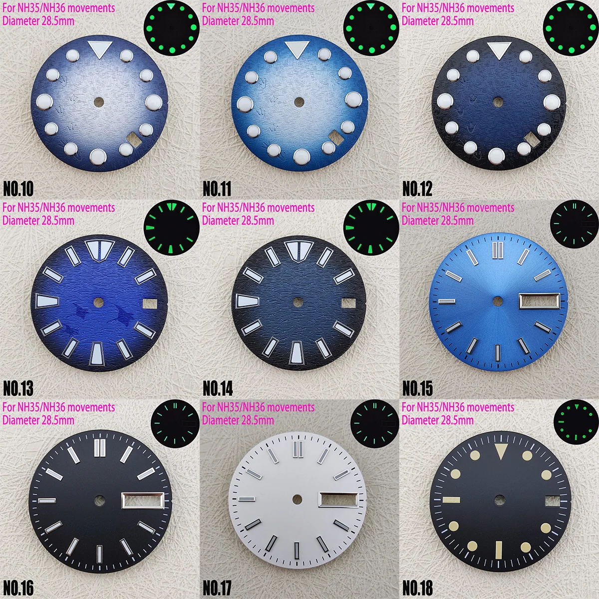 28.5mm Watch Dial Custom LOGO Laser Printed Name/logo Watch Dial DIY NH35 Watch Dial NH35 Case Suitable for NH35/NH36 Movements