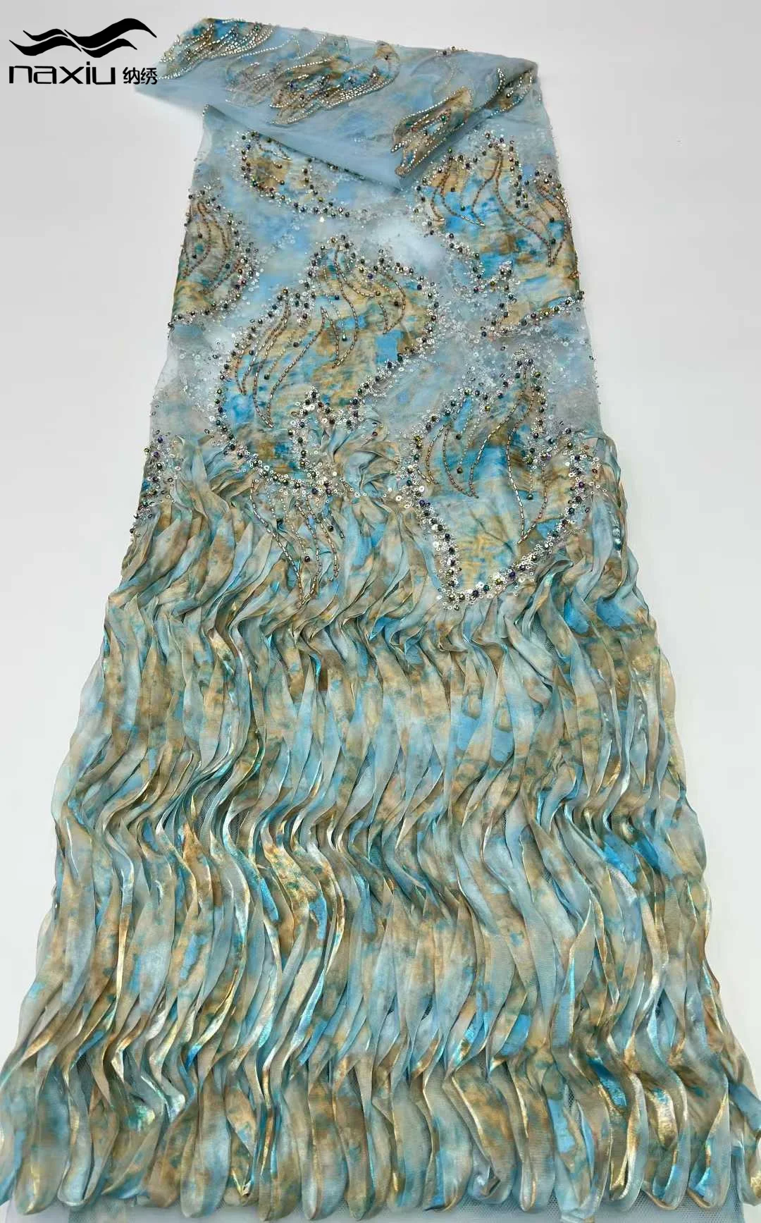 

Madison African 3D Tulle Lace Fabric French Net Sequins Fabric Sewing Embroidery With Beads Lace Tulle Mesh Nigeria Dress 5 Y