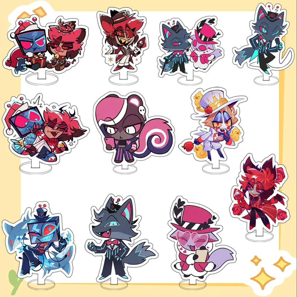 

Акриловая фигурка 10 см для декора рабочего стола: Вокс, Валентино, Велвет, Люцифер Морнингстар из аниме «Hazbin Hotel». Идеальный подарок на праздник.