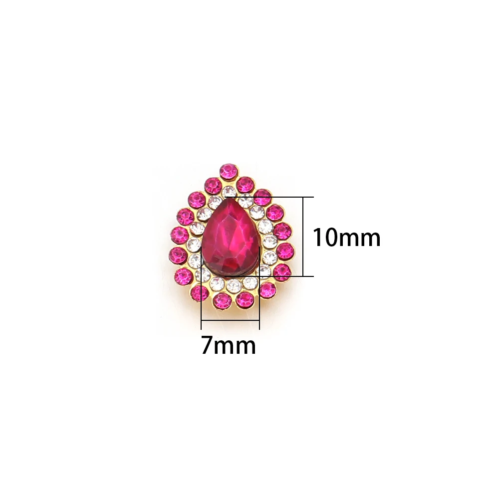 10 Stück 7x10mm Glas-Tropfenform-Strassperlen mit Goldklauenbasis 16x20mm Kristall-Aufnähperlen für Handarbeit, Schmuck und Kleiderdekoration – Detail 1