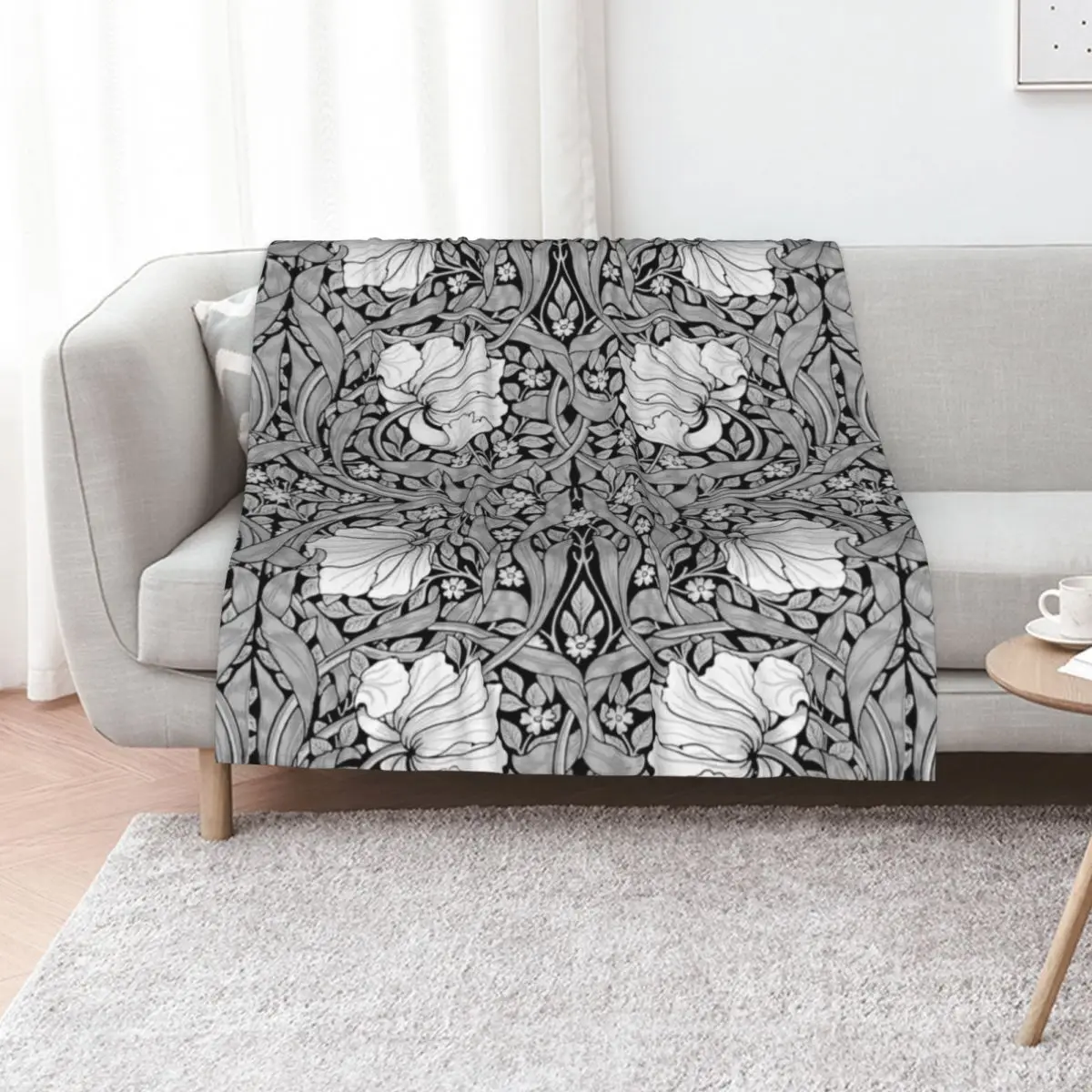 

William Morris-Pimpernel, black, white, grey Throw Blanket All Season Lightweight Soft Blanket for Bed