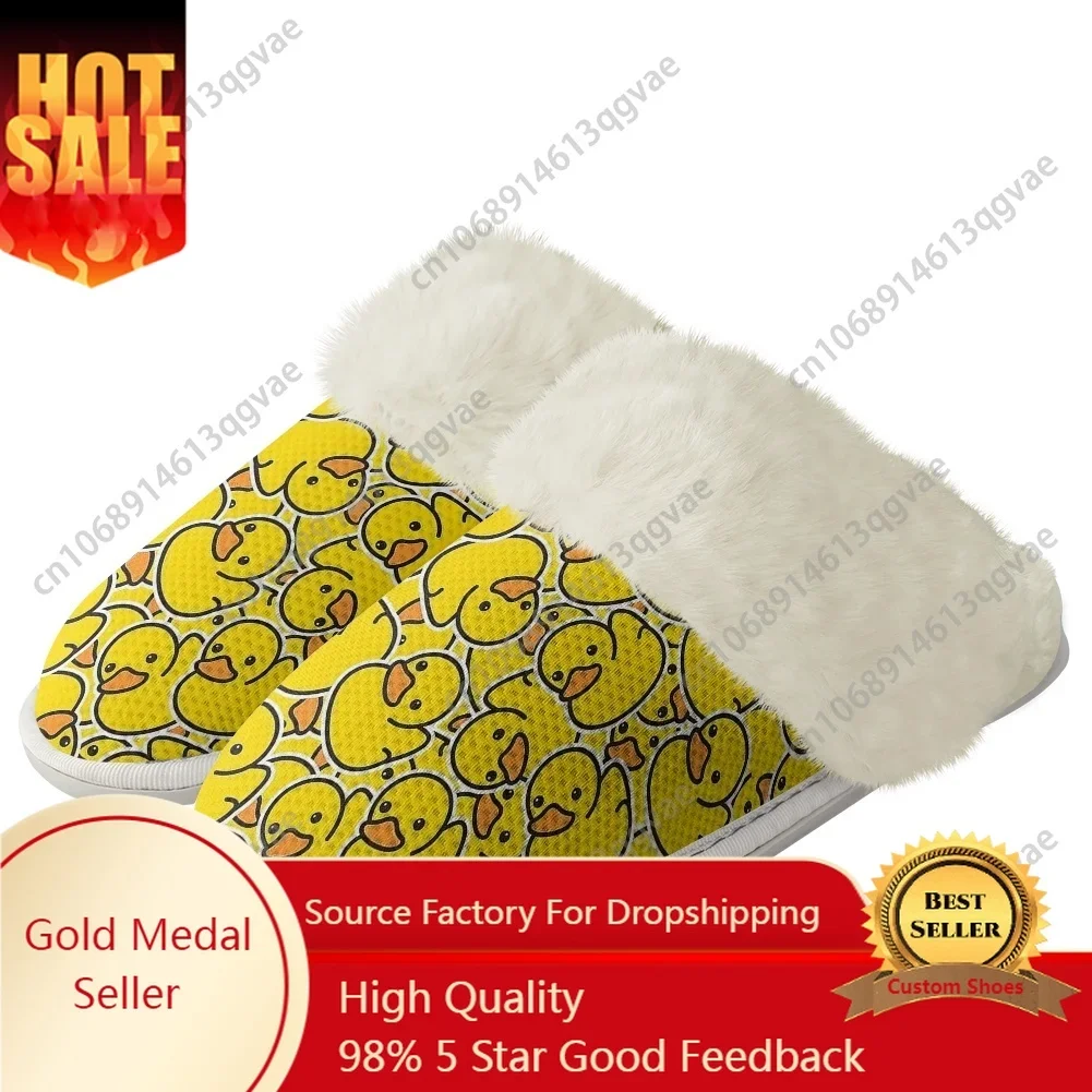 

Hot Cartoon Cute Yellow Duck Pattern Plush Slippers Keep Warm Shoes Mens Womens Home Cotton Bedroom Custom Thermal Light Slipper