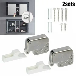 2pcs Self-locking Door Boat Mini Push Catch Latch Cabinets Caravan Motorhome Cupboard Doors Cupboard Snap Lock