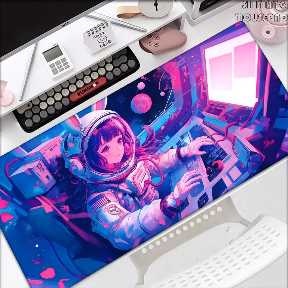 Astronaut Printing Black Pattern Keyboard Mat Rubber Non-slip Mousepad Pc Gaming Accessories Mouse Pad Office Carpet XL Mausepad