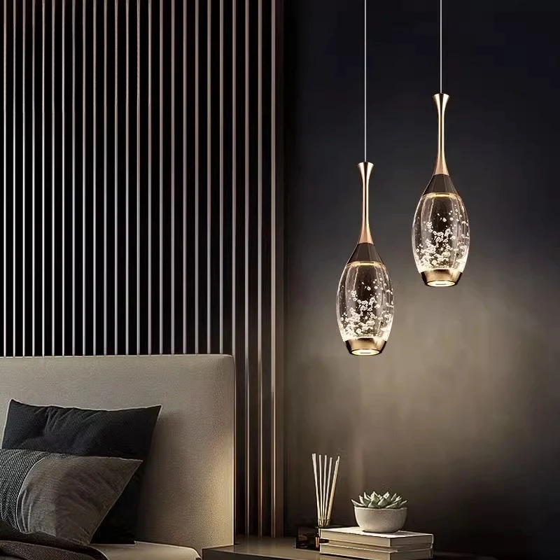 Light luxury high-end bedroom bedside chandelier crystal lamp modern simple decoration chandelier single head bar lamp