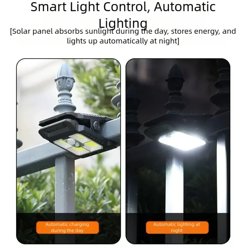 Ultra-bright Solar Clamp Light Outdoor Waterproof Garden Camping Light Smart Sensor Light Outdoor Garden Courtyard Decoration