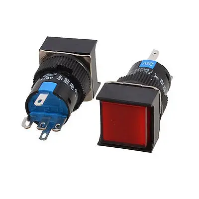 

DC 24V Red Light Square Cap 1NO 1NC Latching Push Button Switch