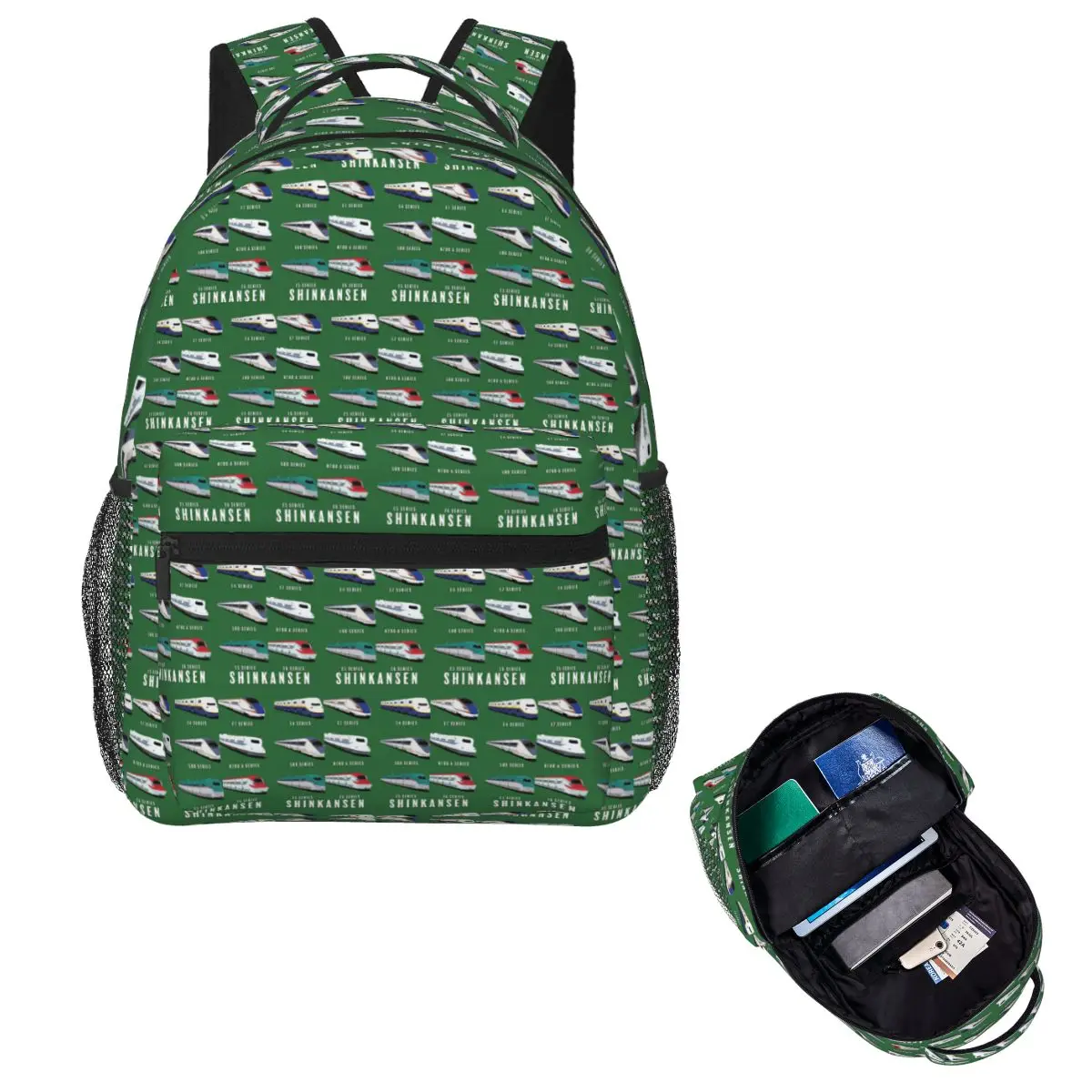 Japanese Shinkansen Bullet Trains Student Backpack School Bag Hiking Travel Daypack for Men Women Fashion Bookbag Shoulder Bags
