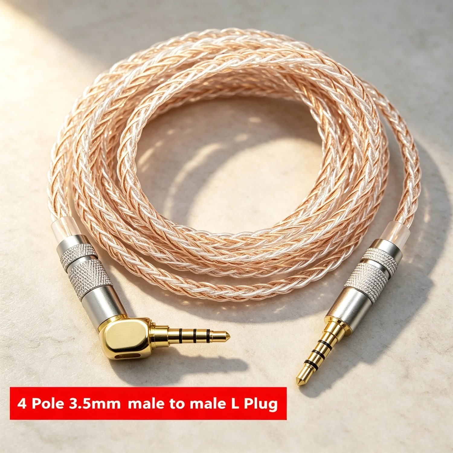 HiFi 3.5mm TRRS 4 Pole Male‑Male AUX Audio Cable With Mic Function For Live Broadcast Sound Card Connection