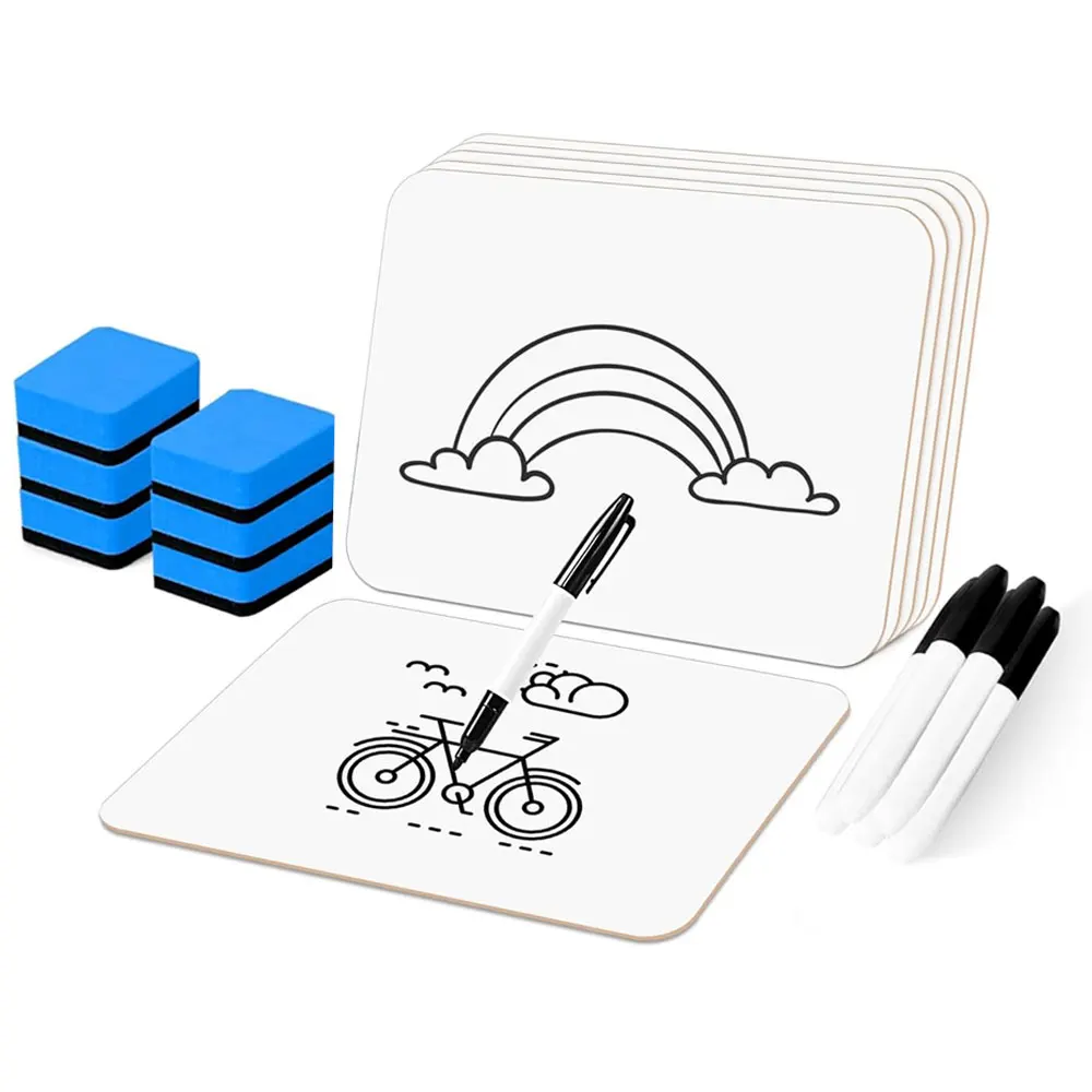 

Портативные доски (6 шт.), мини-двусторонние доски размером 9x12 дюймов, с 6 ластиками и 6 маркерами.