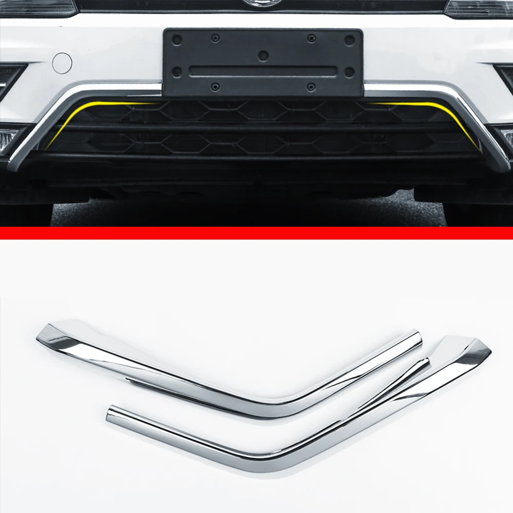 ABS Chrome For Volkswagen VW Tiguan MK2 2017-2020 Car Front Grille Grill Decorative Strips Cover Trim Styling Accessories 2PCS