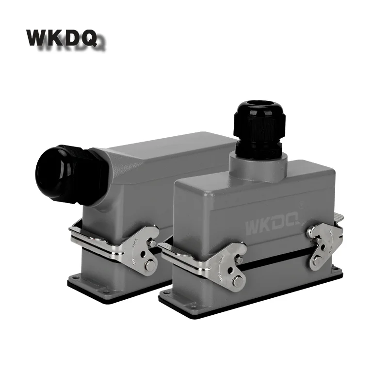 HDC-HE-024 Rectangular Heavy Duty Connector 24 Core Industrial Waterproof Aviation Plug Socket 16A 500V HE24 Top/Side Entry Hood