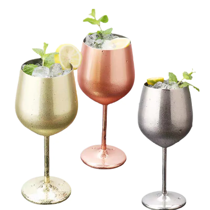 

500ml 304 Stainless Steel Goblet Beer Cup Juice Drink Goblet Shatterproof Party Bar Large-Capacity Goblet Bar Metal Mug