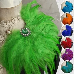 Gothic Women Natural Feather Epaulet Shrug Shoulder Strap for Halloween Carnival Costume Diy Clothing Accessory